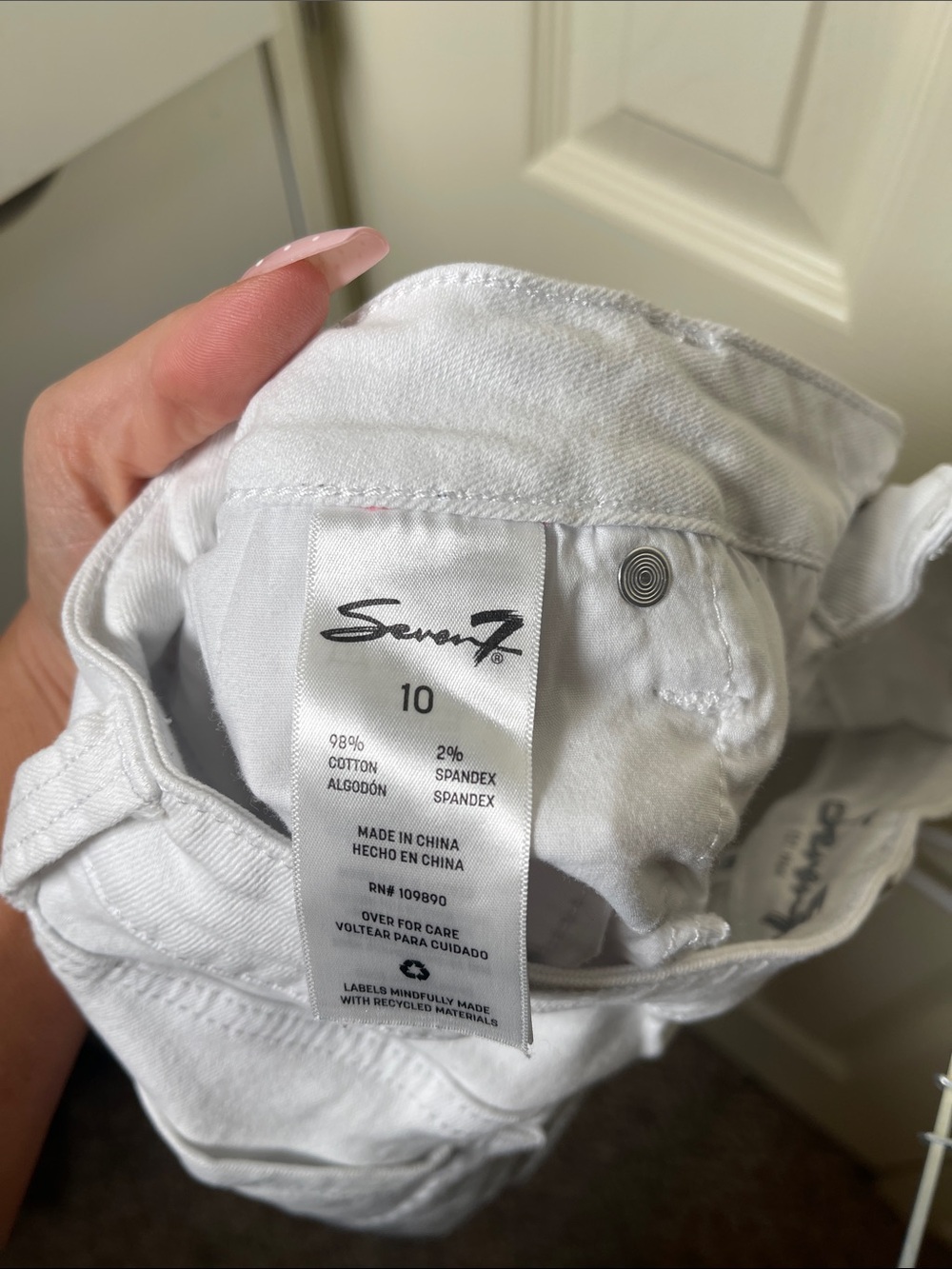 Seven7 White Denim Frayed Hem Shorts - Picture 5 of 6